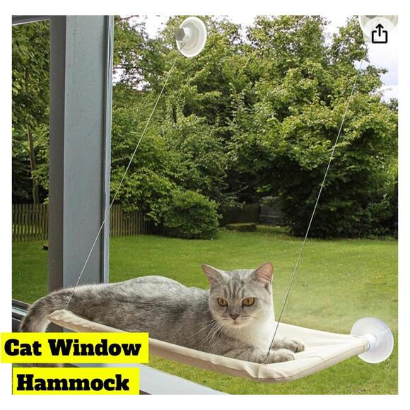 Cat Bed Window Hammock Shelf Perch Raised Resting Post Cats Silver - Picture 1 of 3